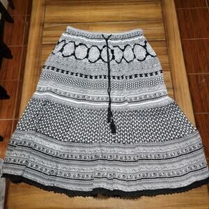 NY Collection B&W Boho Full Length Skirt - Size XL Petite